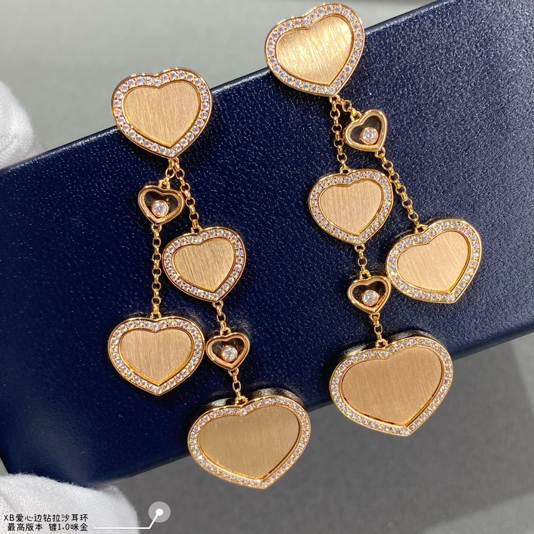 chopard heart-shaped edge Di*m*nd brushed earrings