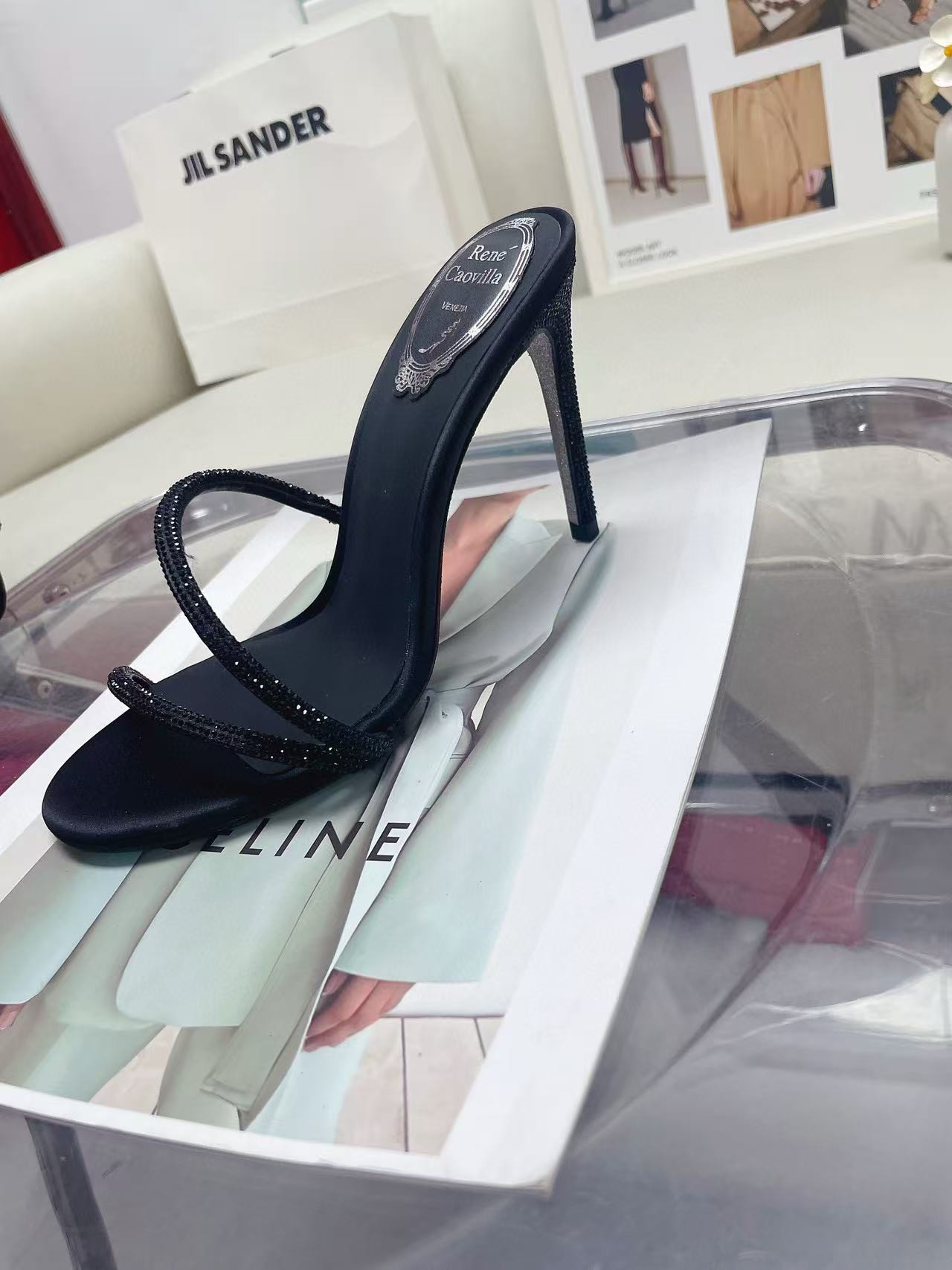 UA René Caovilla Open-toe Crystal-embellished Sandals 95mm