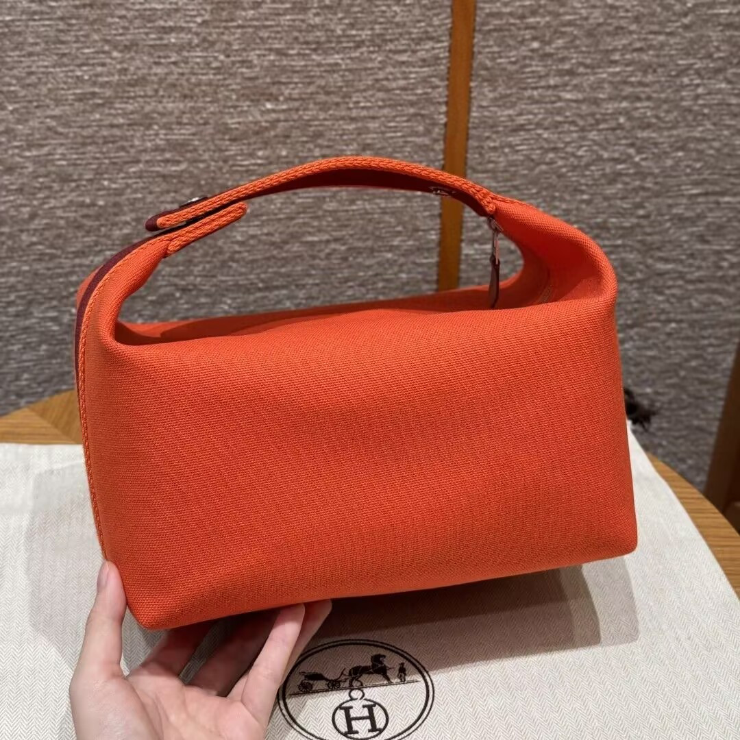 H**mes canvas bride-a-brac case toiletry pouch