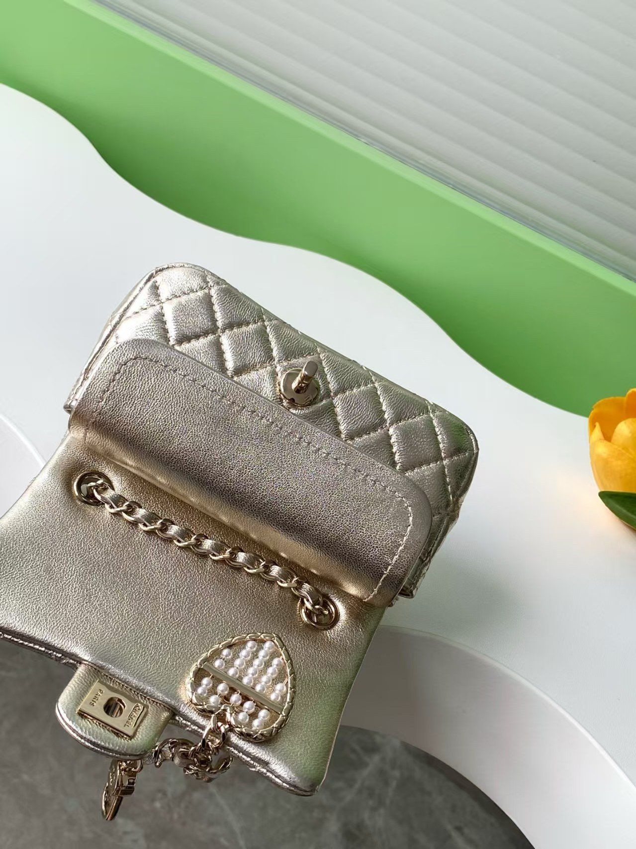 Ch*el classic mini bag with hook 8x12.5x5cm