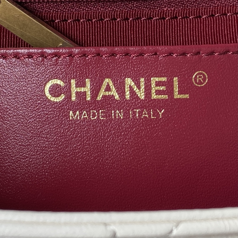 Ch*el mini flap bag white 4.7 × 7.8 × 2.3 in