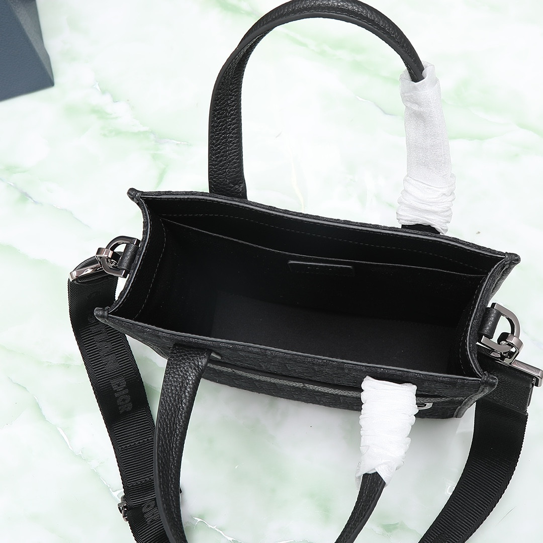 d*or safari N0*H-south tote bag black d*or oblique jacquard 8.5 x 9.5 x 3 inches