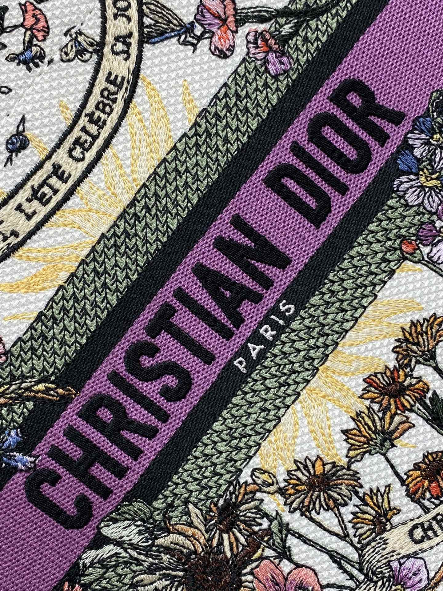 small D*or book tote  ecru multicolor D*or 4 saisons Été soleil embroidery 26x8x22cm