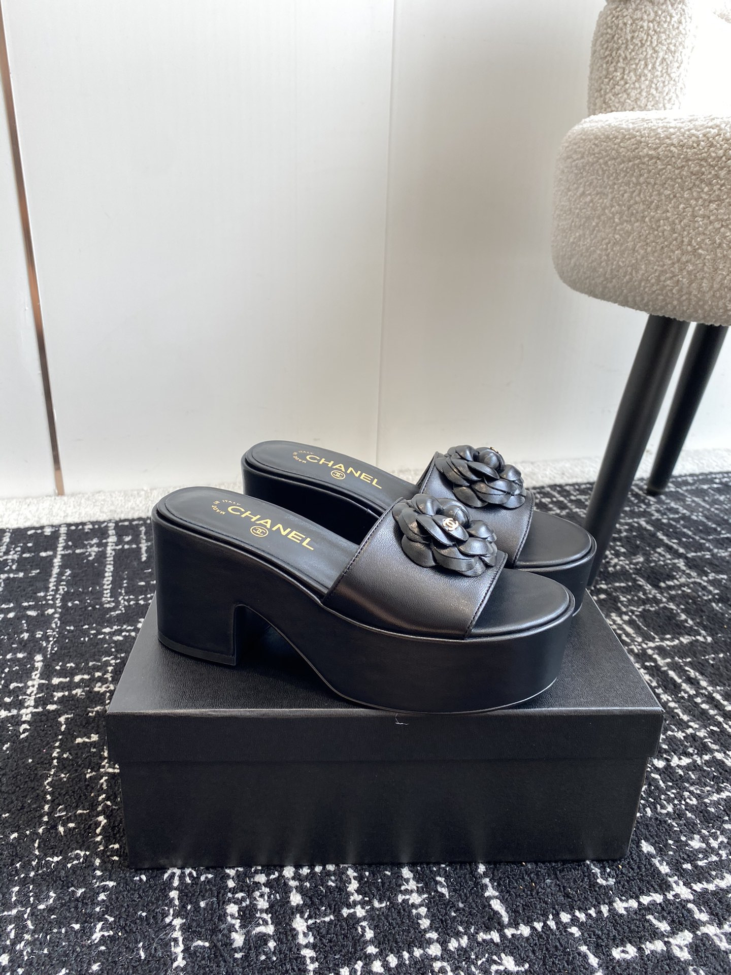 ua Ch*el mules platform heels