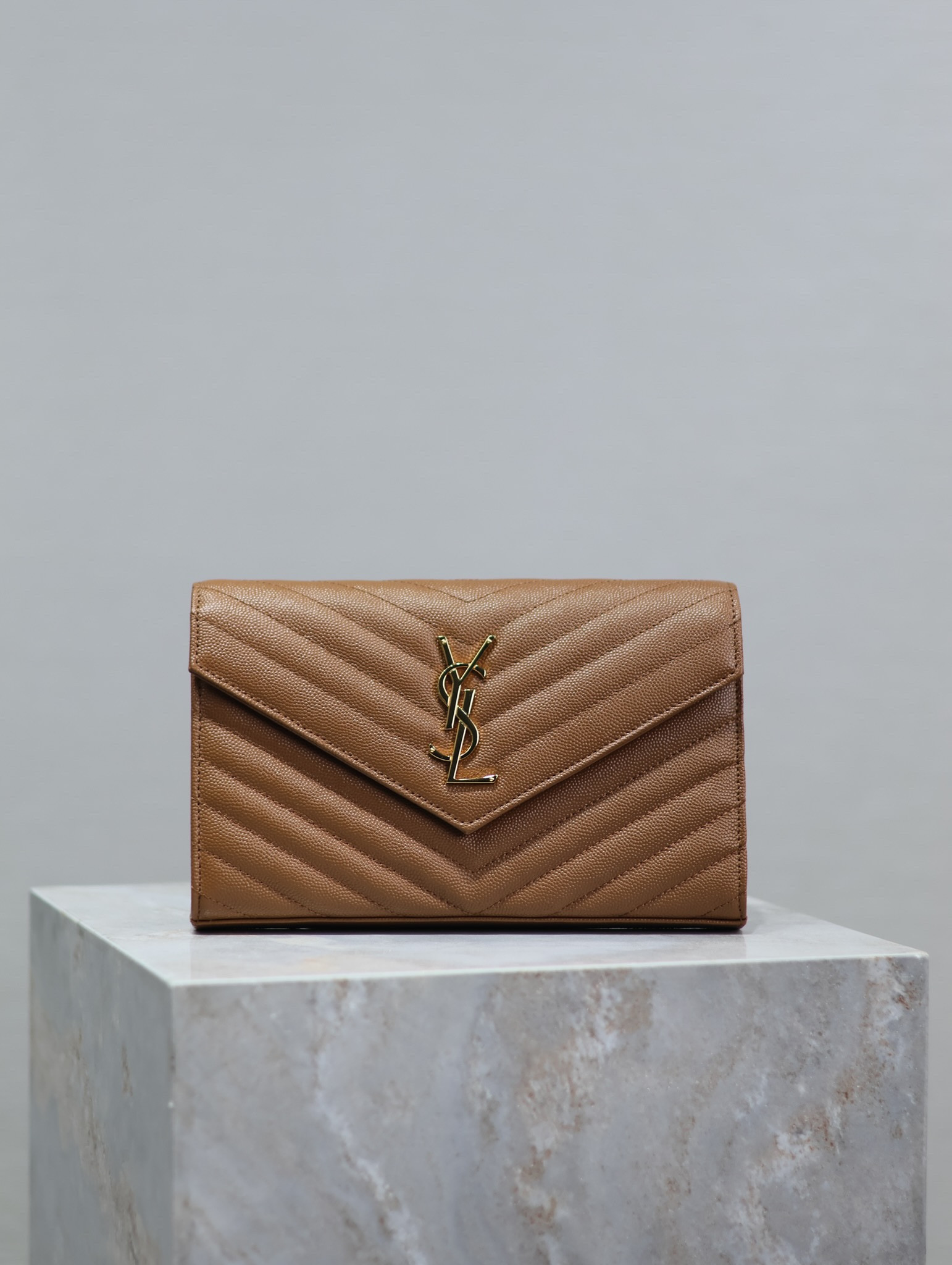 Y*L cassandra monogram classic chain wallet in grained poudre leather 22.5 x 14 x 4cm