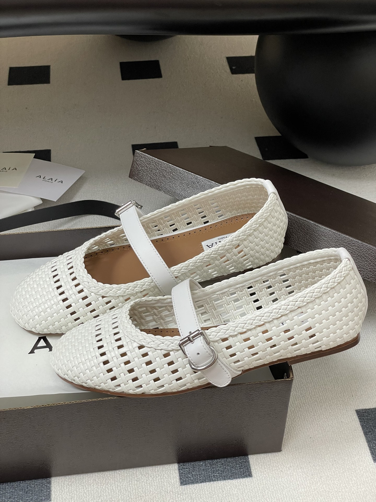 UA Alaïa Hollow Woven Mary Jane Flats(Customized Size 7-10 days production time)